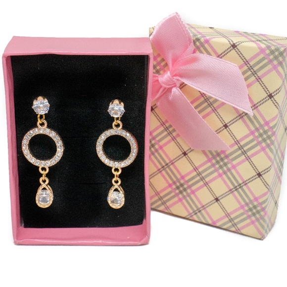 Beautiful Round Gold Plated Zircon Earring - Picture 3 of 4